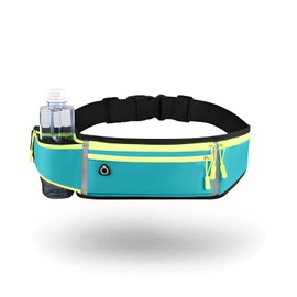Waterproof Running Belt for Men and Women - Adjustable Waist Bag with Phone Holder for Most Phone Models, Thin Elastic Band Waist Bag for Running, Exercise and Travel (Blue)