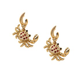 18k Gold Zircon Crab Stud Earrings for Women Fashion Cute Red Sea Crab Drop Earrings Marine Animal Jewelry (Gold)