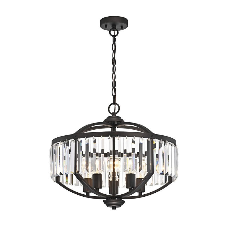 Chloe Lighting Kenna Transitional 5 Light Rubbed Bronze Ceiling Pendant