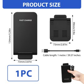 Wireless Charger, 15W Fast Wireless Phone Charger Stand compatible with 11/11Pro/11 Pro Max/12 Pro Max/13 Pro Max/X/XR/8/8 pluss more, Charging Dock with Safe Protection and Sleep-Friendly LED