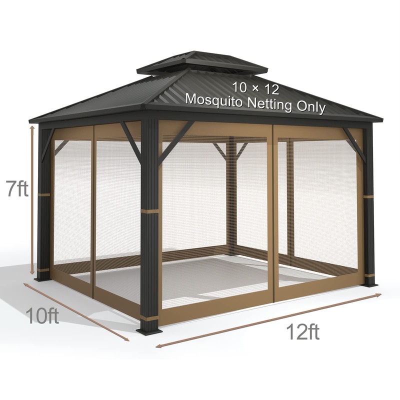 Gazebo Universal Replacement Mosquito Netting – Hugline 10' x 12'