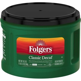 Folgers Decaf Coffee, Ground Coffee, Classic Medium Roast, 19.2 Ounce Canister