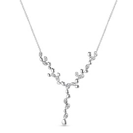 OROVI Jewellery Women's Statement Necklace with White Sparkling Zirconia Stones that Adorn the Modern Pendant Timeless Modern Silver Chain Necklace Made of 925 Sterling Silver, 45 cm Long, Silver,