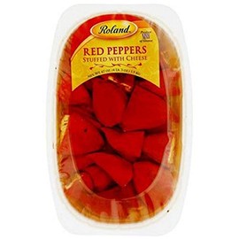 Roland Foods Red Peppers Stuffed with Mizithra and Feta Cheese, Specialty Imported Food, 67-Ounce Tub
