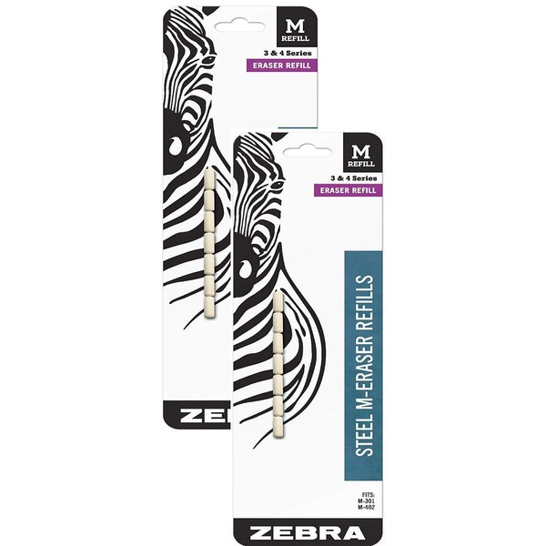 Zebra Steel M Mechanical Technical Pencil Eraser Refills (2 Pack of 7)