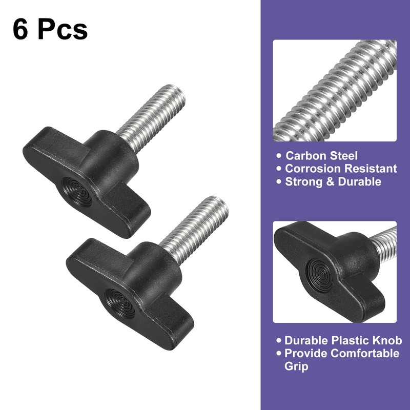QUARKZMAN M8 x 25mm T-Shape Thumb Screw Handle Carbon Steel