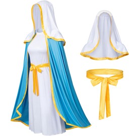 Irtysh Women Virgin Mary Costume Biblical Christmas Masquerade Dress Robe 3Pcs Set(S)
