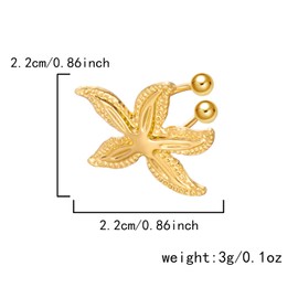 RINHOO Starfish Clip On Cartilage Cuff Earrings for Women Flower shell Starfish Non Piercing Cartilage Wrap Ear Clip (1PC), Adjustable, Metal, No Gemstone