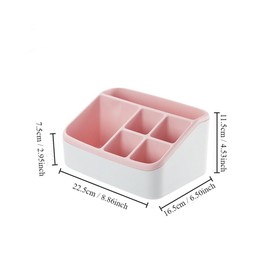 gifthub Plastic Toothbrush Holder,6 Slots Large Capacity Toothpaste Rack,Multipurpose Counter Organizer Durable Makeup Organizer for Bathroom Kitchen Bedroom(Pink)