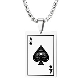 Cupimatch Ace of Spades Queen Heart Poker Playing Card Pendant Necklace 316L Stainless Steel for Men Women for Mothers Day