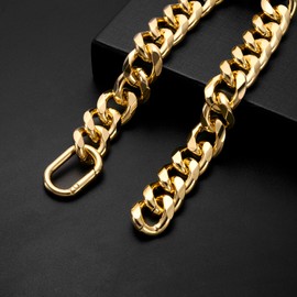 WOOFUU 19MM Heavy Duty Thick Cuban Link Dog Collar,Gold Dog Chain Collar for Small Dogs - 18 Inches Length Dog Necklace Collar