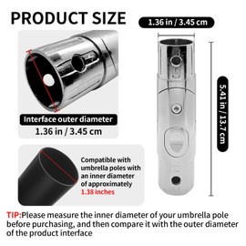 Tkerolk Patio Umbrella Replacement Parts, Outdoor Umbrella Pole Replacement Push-Button Tilt Adjustment for Balcony Umbrella, Outdoor Patio Umbrella Mounting Bracket for Deck Garden Party