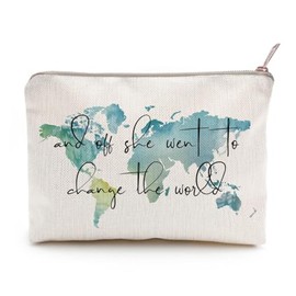 Graduation Makeup Tote - Waterproof Nursing Cosmetic Bag with World Map, Inspirational Gift for Nurses & Students (Bags1)