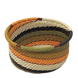 Bridge for Africa Fair Trade Zulu Telephone Wire 3.5-inch Catch-All Caddy/Wine Bottle Coaster, Each One Unique, African Earth