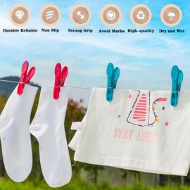Clothes Pegs, 48 Packs Clothes Pegs for Washing Line, Strong Grip Washing Pegs with Multicolors, Rust Resistant Plastic Clothes Pegs, Laundry Pegs Clothespins Non Slip Laundry Clips for Home & Garden