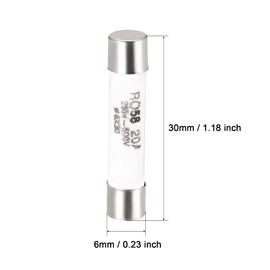 sourcing map Ceramic Cartridge Fuses 20A 500V 6x30mm Ceramic Fuses Fast Blow Replacement for Amplifier Energy Saving Lamp Ballast 5pcs