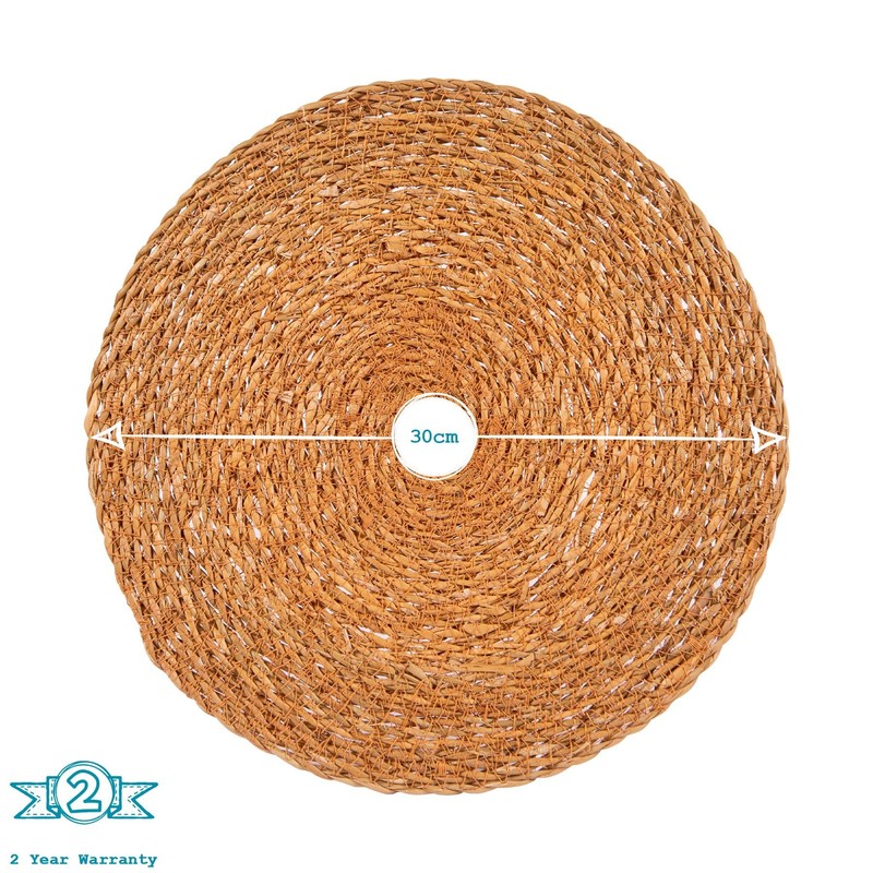 12 Piece Water Hyacinth Wicker Weave Placemats & Coasters -