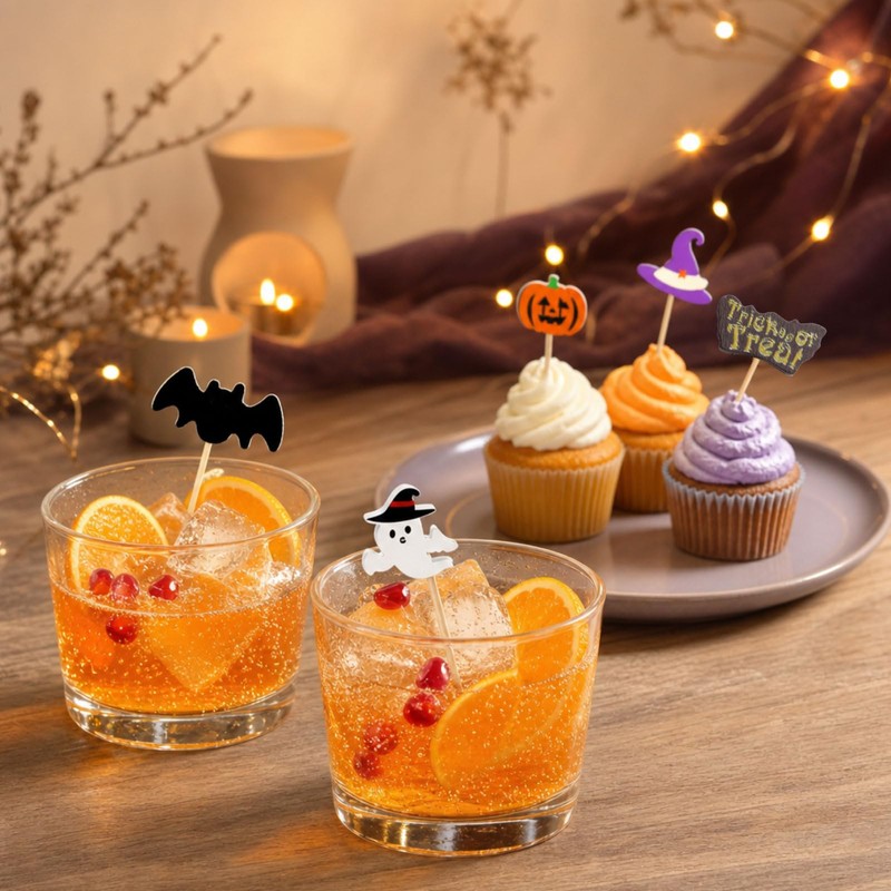 100Pcs Halloween Cocktail Picks, Halloween Toothpicks for Appetizers