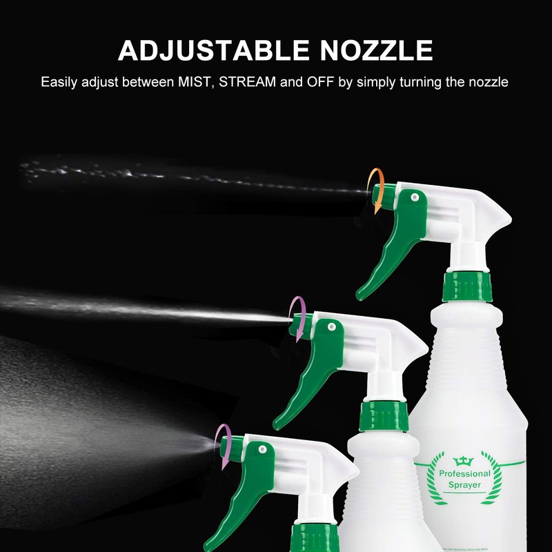Plastic Spray Bottle 2 Pack, 32 Oz, All-Purpose Heavy Duty