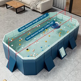 Jurbnlp NNon-Inflatable Foldable Kids Pool, Installation-Free, Large Capacity Pools (116" x 65" x 21")