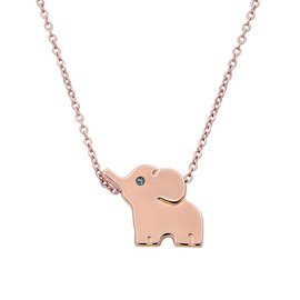 ELBLUVF 18k Plated Stainless Steel Rose Gold Plated Zircon Stone Elephant Animal Lucky Elephant Necklace For Women Jewelry