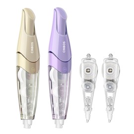 CINBOS Refillable Retractable White Correction Tape, White Smooth Pull Out Correction Tape with 2 Extra Refills, Cute Correction Tape for Office Supplies, 4 PCS (CS-26)