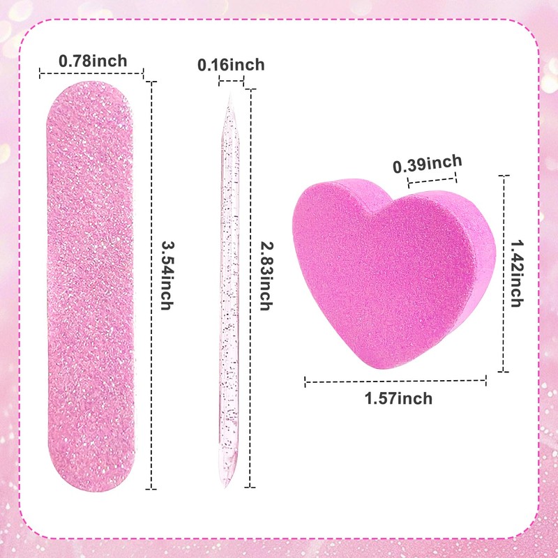 Manicure Kit Disposable Press On Nail Tool Packaging Kit (Pink,