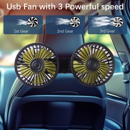 Car Fans for Backseat for Kids,Dual Head USB Powered Car Fan for Car Rear Back Seats Baby（No Battery）
