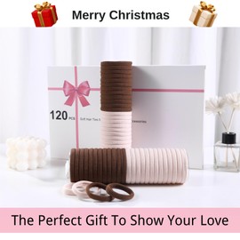 LuSeren 120 Pcs No Damage Hair Ties for Women Thick Hair, Large Soft Seamless Nylon Hair Ties Ponytail Hair Holders Hair Elastics Hair Band for Women Hair Accessories blonde and Brown
