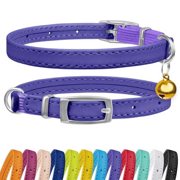 CollarDirect Leather Cat Collar with Bell - Kitten Collar, Small