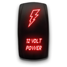 12 Volt Power - Red - Laser Etched 5-Pin Double Pole Single Throw 12 Volt Power Maintained ON-Off DPST Toggle Switch 20A 12V