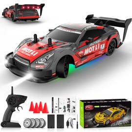 RC Drift Car 1:20 Scale Remote Control Cars 2.4GHz 4WD High Speed RTR Racing Vehicle with LED Lights 2 Rechargeable Batteries and Drifting Tires Racing Sport Toy Car for Adults Kids Boys Girls