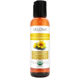 velona USDA Certified Organic Sunflower Oil - 2 Fl Oz | 100% Pure and Natural Carrier Oil | High Oleic, Refined| Cooking, Skin, Hair, Body & Face Moisturizing