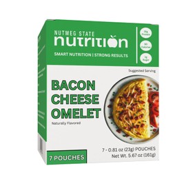 Nutmeg State Nutrition - High Protein Bacon Cheese Omelette Mix, 15g Protein, 90 Calories, 1g Sugar, 2.5g Fat, 7 Servings Per Box