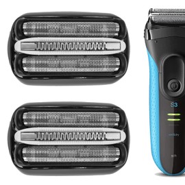 32B Shaver Head for Braun Series 3, Replacement Foil & Cutter Cassette Suitable for Braun Foil Shaver 3000s 3010s 3020s 3030s 3040s 3050cc 3070cc 3080s 3090cc 320 330 340 350cc [2 Pack]