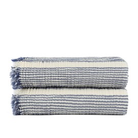 Black & White Brands Turkish Muslin Pool/Beach Wrap - Ultimate Soft Luxury 100% Cotton 4 Layer (2 XL Dark Blue Lightweight Wraps, 37x70)