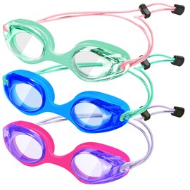 XDX Kids Swim Goggles, 3 Pack With Adjust Bungee Strap, No Leaking Anti Fog for Boys Girls Age 3-14