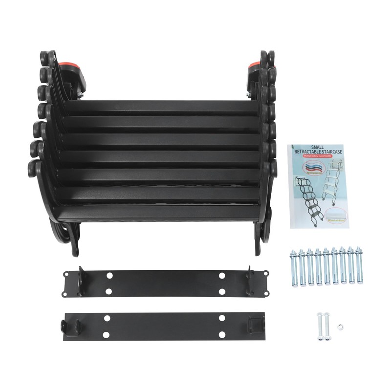 FXEIPOL 7 Steps Wall Mounted Folding Ladder, Metal Attic Stairs