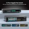 12 Port Gigabit PoE Switch Unmanaged with 8 Port IEEE802.3af/at