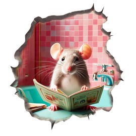 Mouse Reading Book Wall Murals Peel and Stick for Kids Room, Classroom Wall Decor - 3D Effect Wall Mural, Ideal Wall Stickers & Murals, Decorative Decal for Educational Spaces Design 7