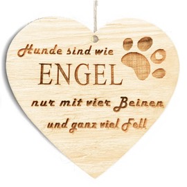 Family heart dogs are like angels only with four legs and a lot of fur, decorative sign, heart sign, wooden heart, wooden sign, 10 x 10 cm, gift for the family, saying gift wood gift