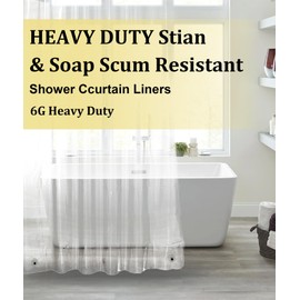 HOUSEWELL Medium Weight Shower Curtain, Waterproof Premium PEVA Clear Shower Curtain with Hooks - 71inx71in Shower Curtain Line for Bathroom,Transparent