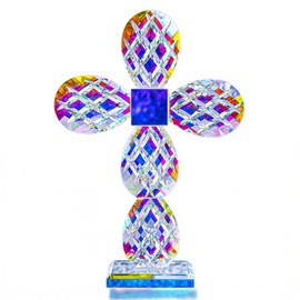 Colorful Crystal Cross Standing Decor
