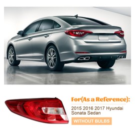 PIAOYUE- For 2015 2016 2017 Hyundai Sonata Sedan Outer Tail Light Halogen Tail Lamp Replacement Left Driver Side Chrome Housing Red Lens 92402C2000