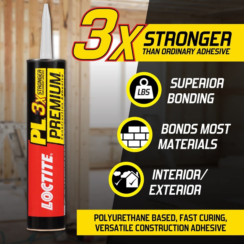 Loctite PL Premium Polyurethane Construction Adhesive, Versatile Construction Glue for