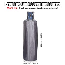 100 lb Propane Tank Cover, Propane Gas Can Protection Covers Waterproof & Weather Resistant Outdoor 600D Oxford Cloth Propane Gas Bottle Cover, 51x15 Inch, Gray