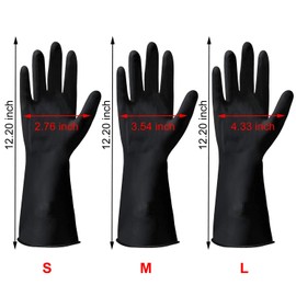 Discoball 6 Pack (3Pairs) Thicken Rubber Gloves, Non-slip, Bouncy, Reusable Cleaning Gloves, Without Pungent Smell, length 12.2IN (Black, Large)