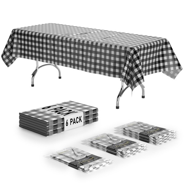 Picnic Table Cover - 6 Pack Premium Rectangle Plastic Tablecloth