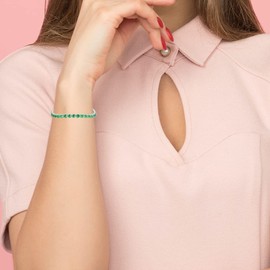 Cranmadia Sterling Silver May Birthstone Emerald Gold Tennis Bracelets for Women 4MM Tennis Bolo Bracelet Fashion Jewelry Birthday Gifts for Women Mom Wife