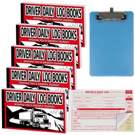 5 Pack Driver Daily Log Book 8.5X 5.5inch Driver's Log Book with 7&8 Day Recap 2-Ply Carbonless Truck Daily Books with Detailed Driver Vehicle Inspection Report & Simplified Recap for Truck Drivers